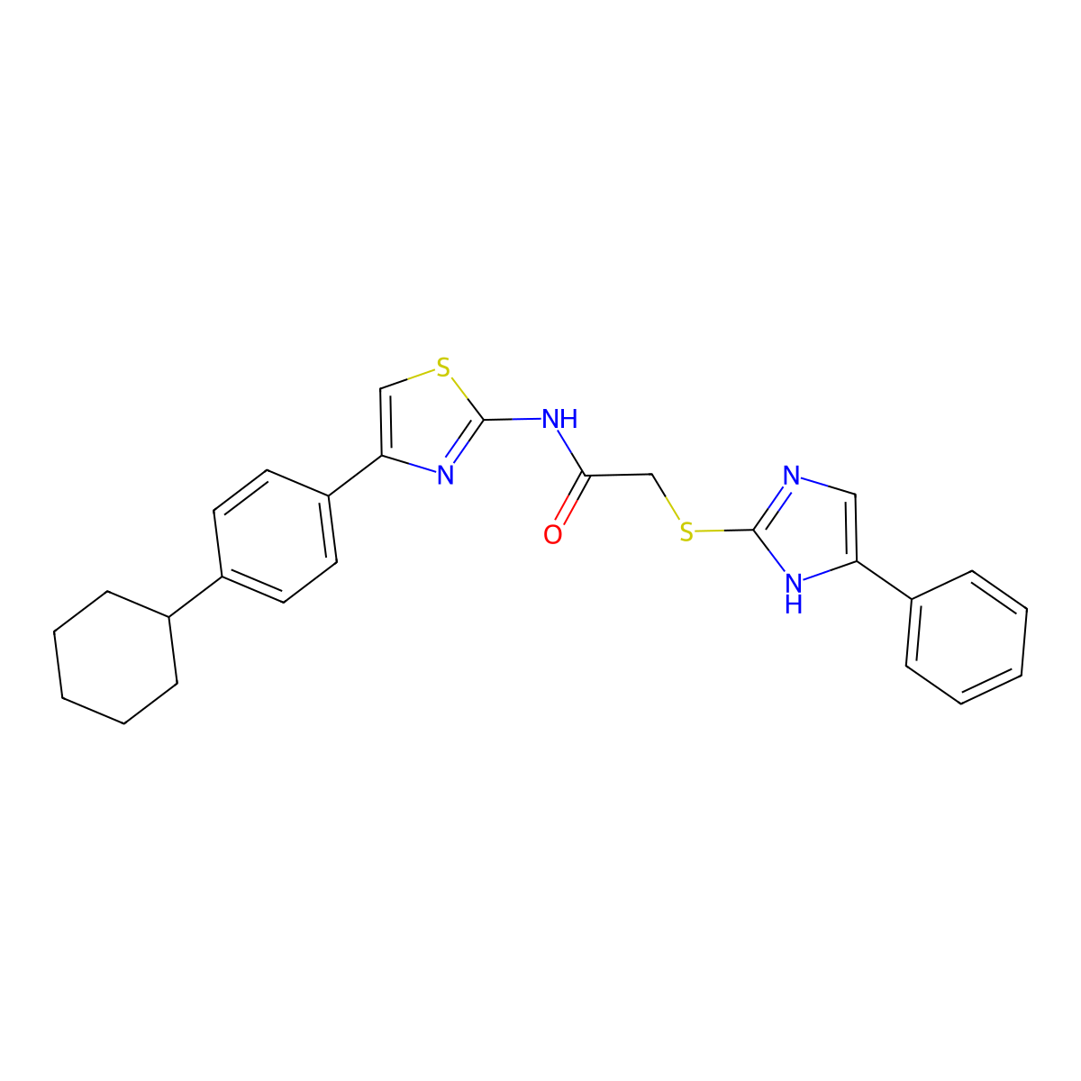 N-[4-(4-cyclohexylphenyl)-1,3-thiazol-2-yl]-2-[(5-phenyl-1H-imidazol-2-yl)sulfanyl]acetamide molecular structure, CAS 312512-79-1