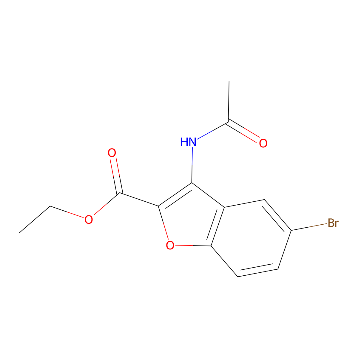 Ethyl 3-acetamido-5-bromobenzofuran-2-carboxylate molecular structure, CAS 312513-27-2