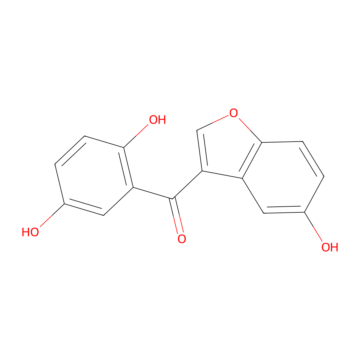 (2,5-Dihydroxyphenyl)(5-hydroxy-3-benzofuranyl)methanone molecular structure, CAS 312513-29-4