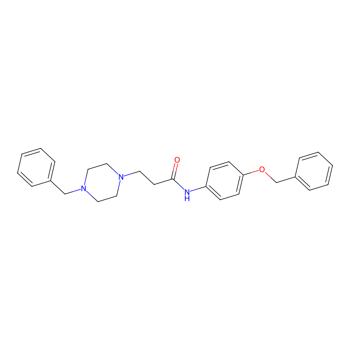 N-(4-phenylmethoxyphenyl)-3-[4-(phenylmethyl)-1-piperazinyl]propanamide molecular structure, CAS 312513-32-9