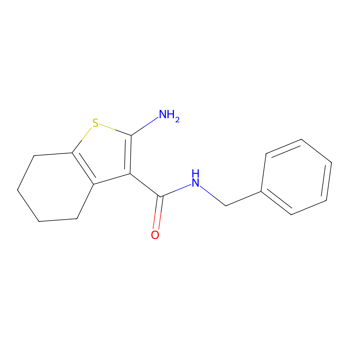 2-amino-N-benzyl-4,5,6,7-tetrahydro-1-benzothiophene-3-carboxamide molecular structure, CAS 312513-45-4