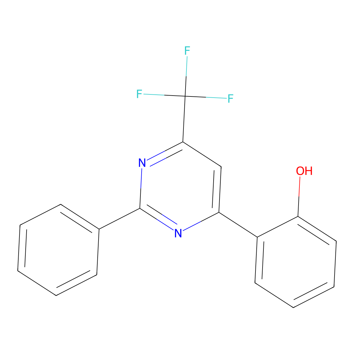 2-[2-Phenyl-6-(trifluoromethyl)pyrimidin-4-yl]phenol molecular structure, CAS 312513-50-1