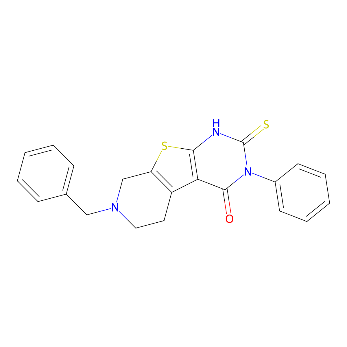 7-benzyl-3-phenyl-2-thioxo-2,3,5,6,7,8-hexahydropyrido[4',3':4,5]thieno[2,3-d]pyrimidin-4(1H)-one molecular structure, CAS 312513-68-1