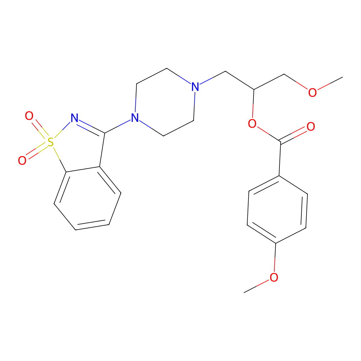 1-[4-(1,1-Dioxido-1,2-benzothiazol-3-yl)piperazin-1-yl]-3-methoxypropan-2-yl 4-methoxybenzoate molecular structure, CAS 312514-55-9
