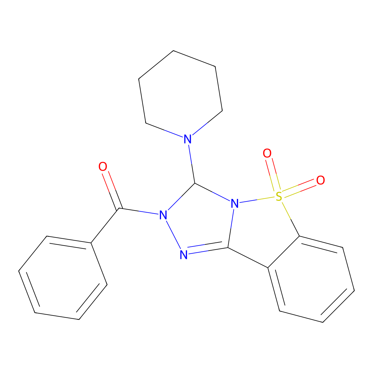 [5,5-dioxido-3-(piperidin-1-yl)[1,2,4]triazolo[4,3-b][1,2]benzothiazol-2(3H)-yl](phenyl)methanone molecular structure, CAS 312514-56-0