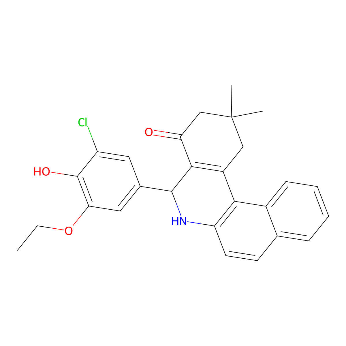 5-(3-Chloro-5-ethoxy-4-hydroxyphenyl)-2,2-dimethyl-1,3,5,6-tetrahydrobenzo[a]phenanthridin-4-one molecular structure, CAS 312514-79-7