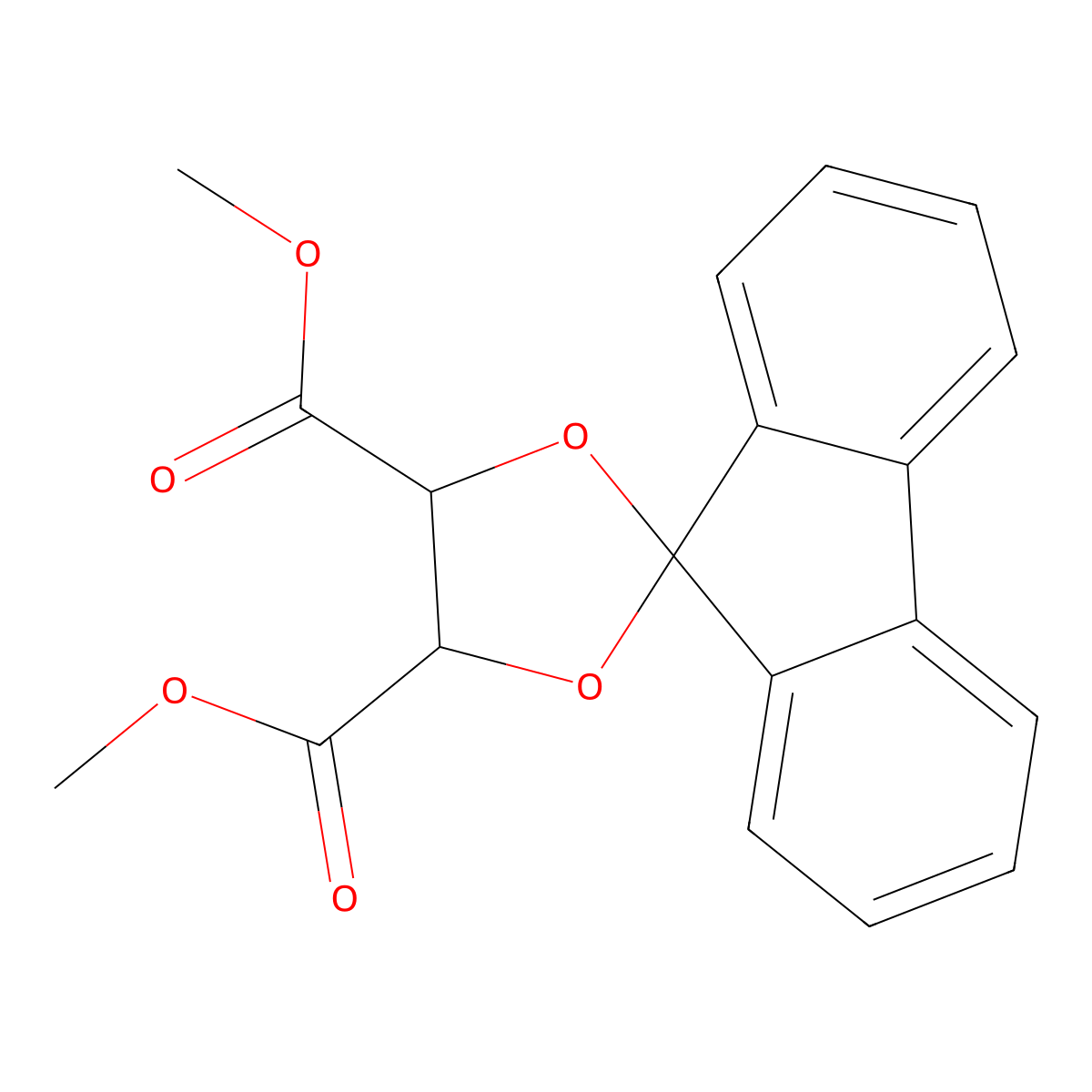 Dimethyl spiro[1,3-dioxolane-2,9'-fluorene]-4,5-dicarboxylate molecular structure, CAS 312515-34-7