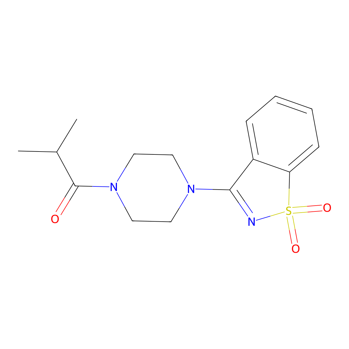 3-(4-Isobutyryl-1-piperazinyl)-1,2-benzisothiazole 1,1-dioxide molecular structure, CAS 312516-85-1