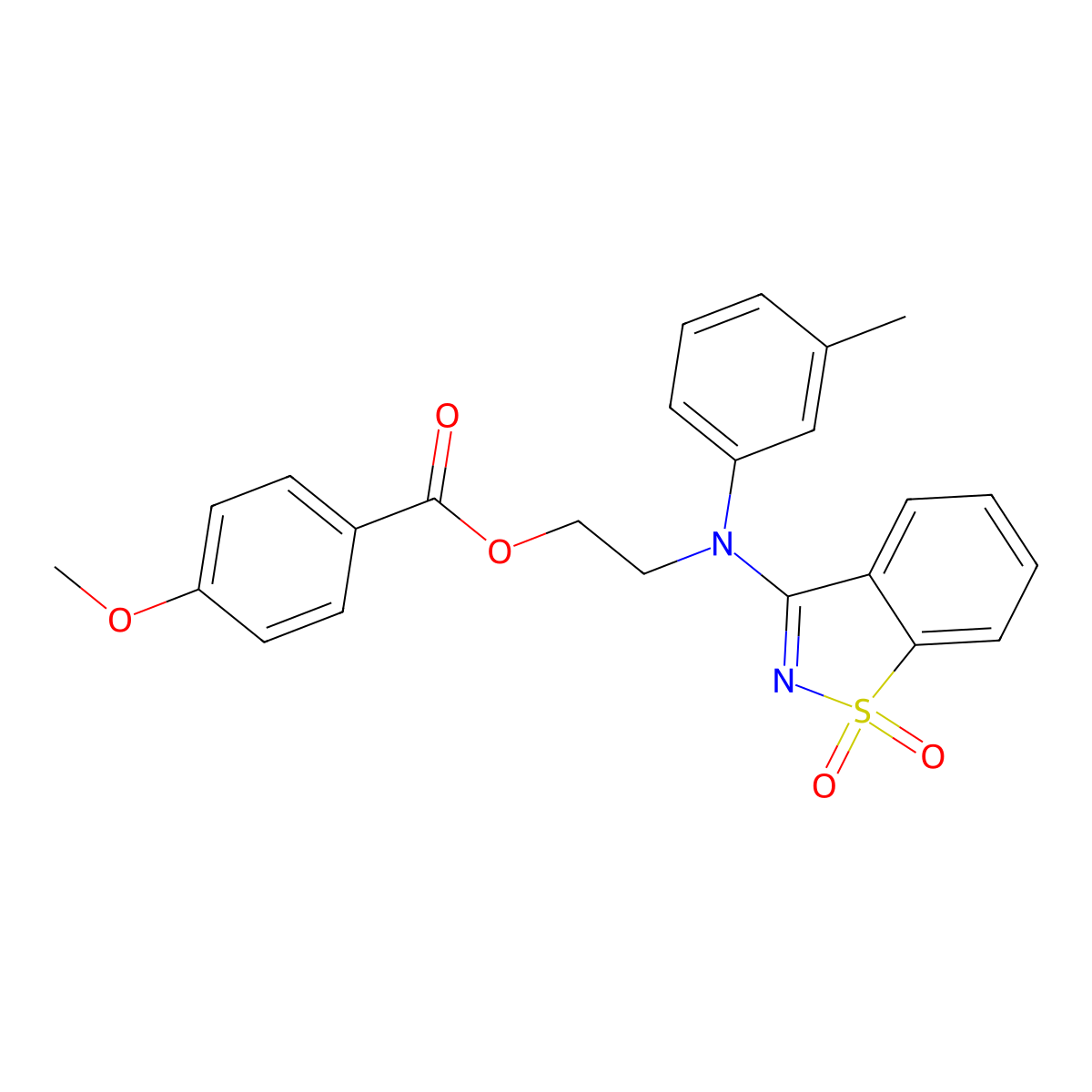 2-[(1,1-Dioxido-1,2-benzothiazol-3-yl)(3-methylphenyl)amino]ethyl 4-methoxybenzoate molecular structure, CAS 312516-91-9