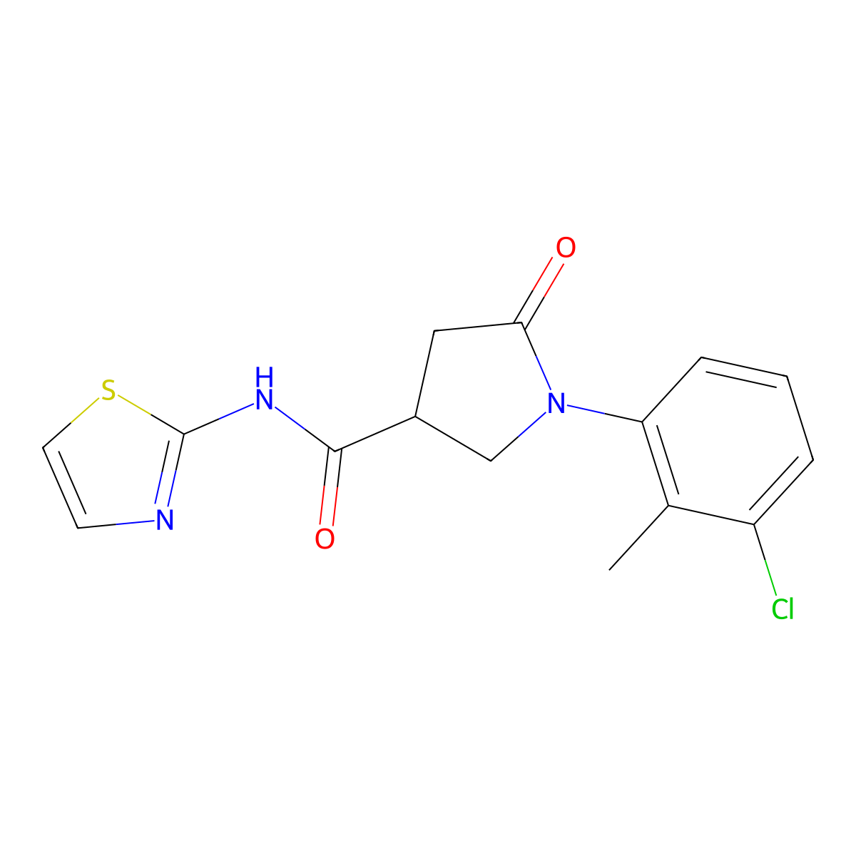 1-(3-chloro-2-methylphenyl)-5-oxo-N-(1,3-thiazol-2-yl)pyrrolidine-3-carboxamide molecular structure, CAS 312517-02-5