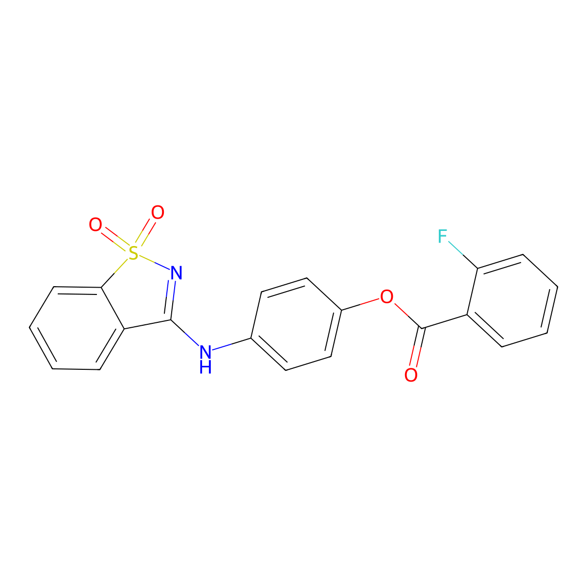 4-[(1,1-Dioxido-1,2-benzothiazol-3-yl)amino]phenyl 2-fluorobenzoate molecular structure, CAS 312517-38-7