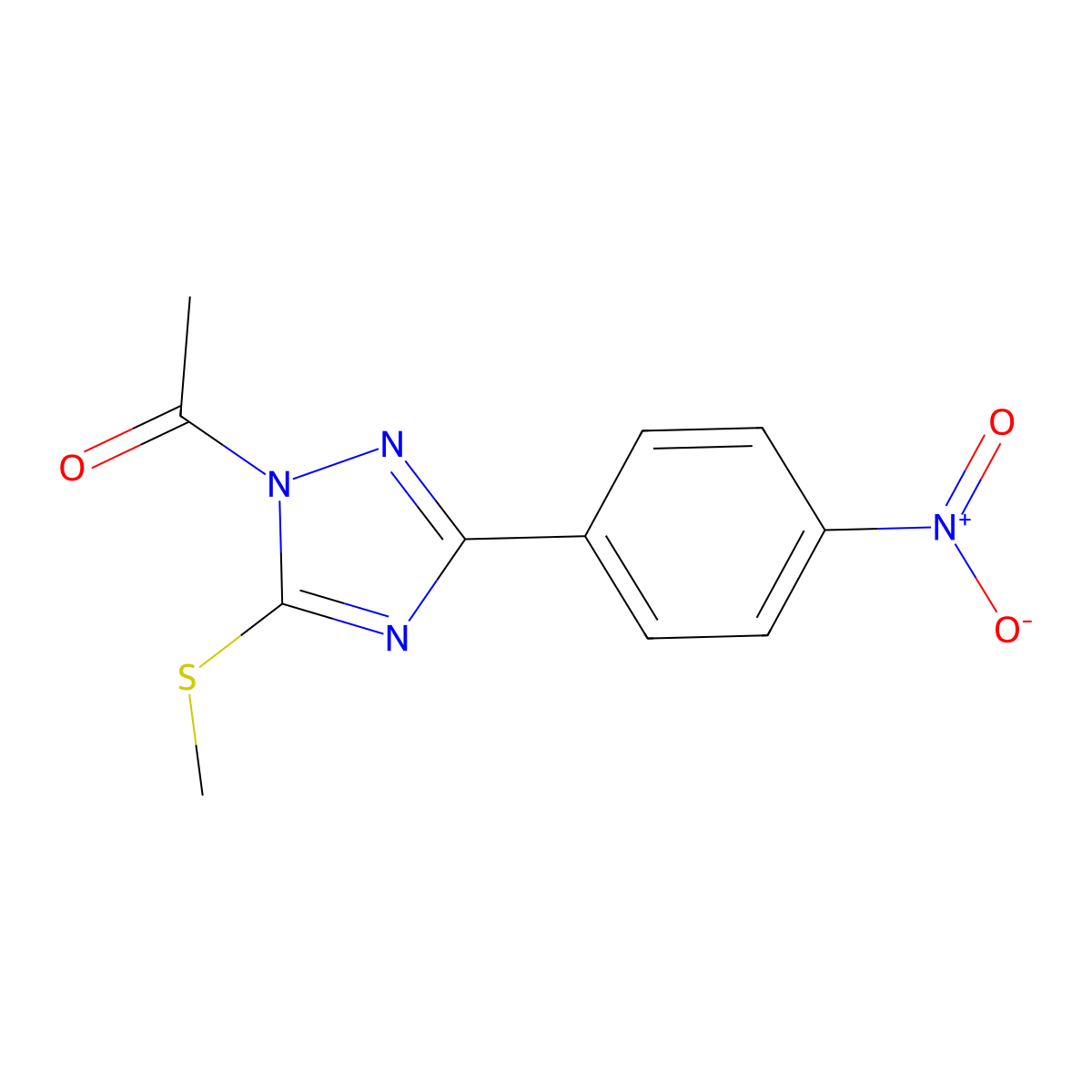 1-(5-(Methylthio)-3-(4-nitrophenyl)-1H-1,2,4-triazol-1-yl)ethanone molecular structure, CAS 312517-87-6