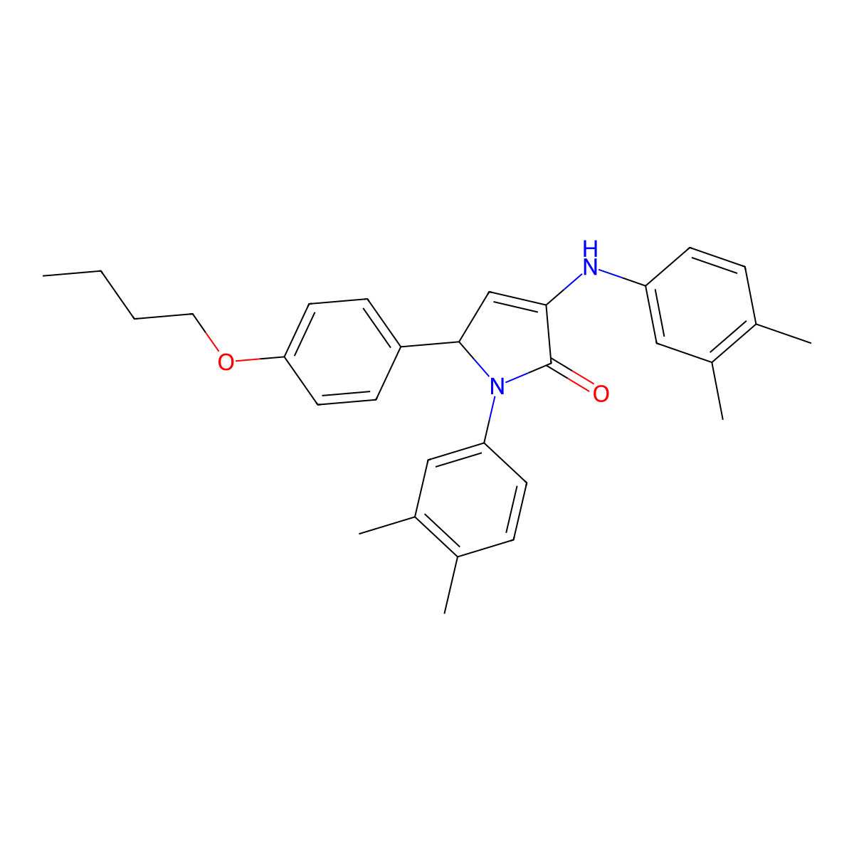 5-(4-butoxyphenyl)-1-(3,4-dimethylphenyl)-3-[(3,4-dimethylphenyl)amino]-1,5-dihydro-2H-pyrrol-2-one molecular structure, CAS 312517-94-5