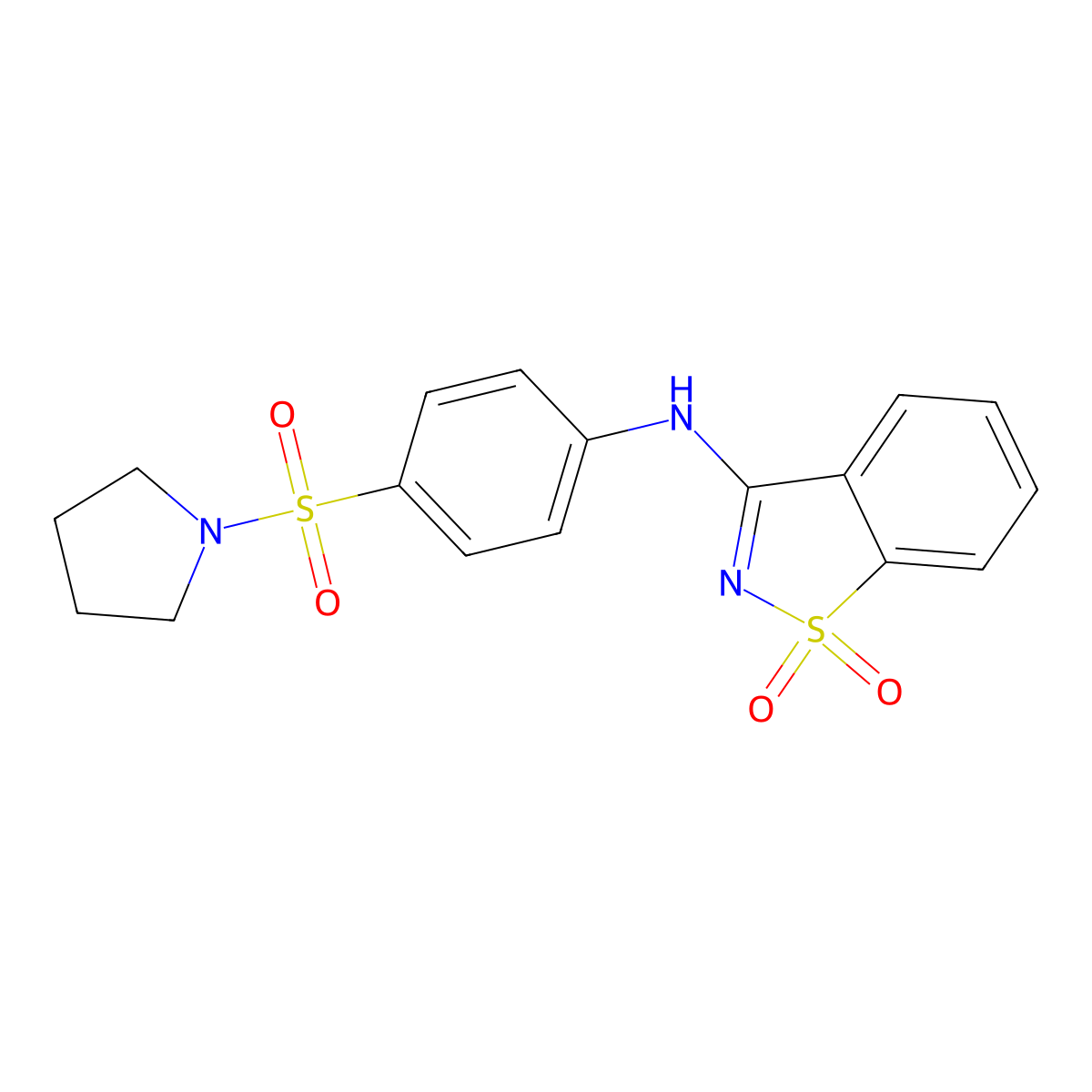 N-[4-(pyrrolidin-1-ylsulfonyl)phenyl]-1,2-benzothiazol-3-amine 1,1-dioxide molecular structure, CAS 312518-00-6