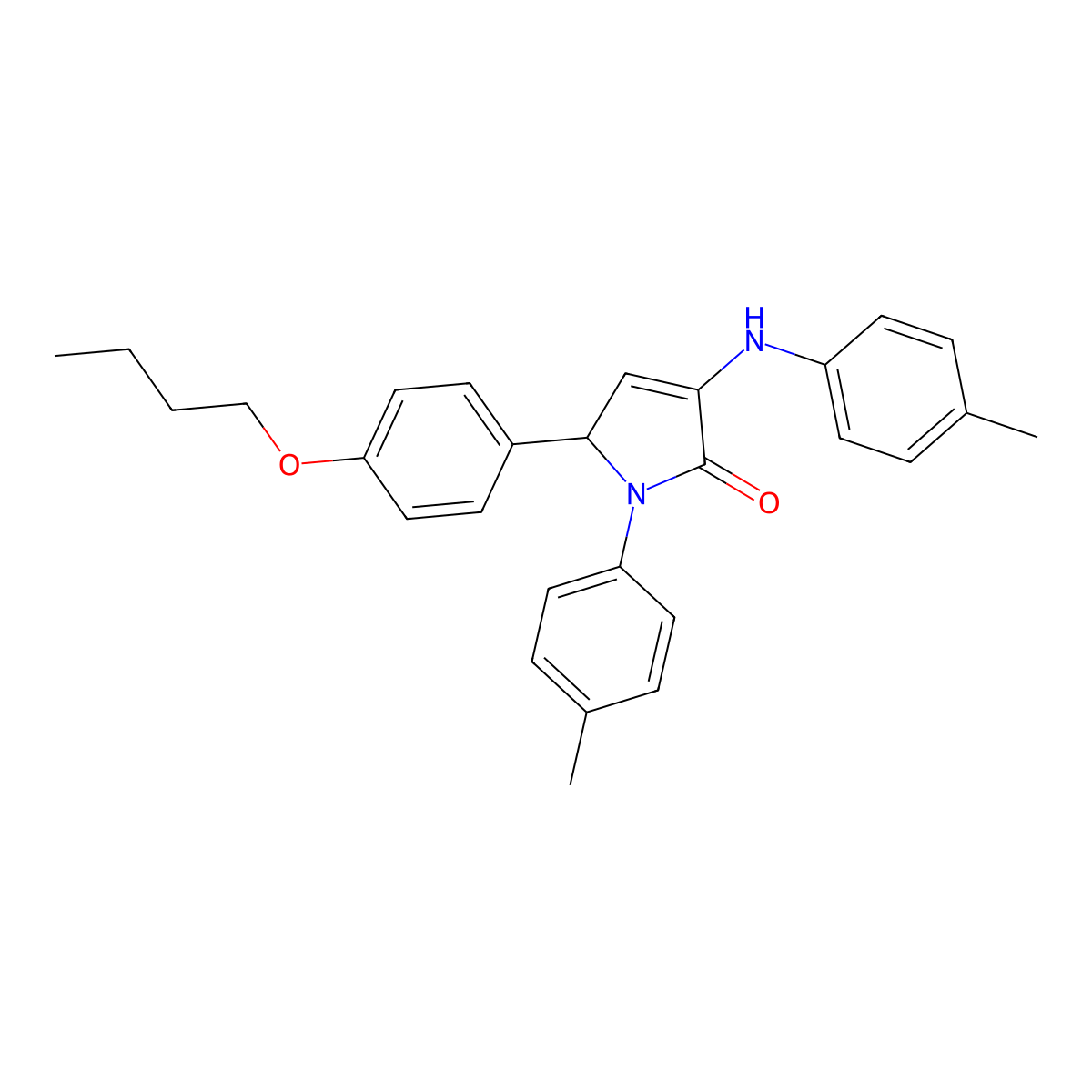 5-(4-butoxyphenyl)-1-(4-methylphenyl)-3-[(4-methylphenyl)amino]-1,5-dihydro-2H-pyrrol-2-one molecular structure, CAS 312518-02-8