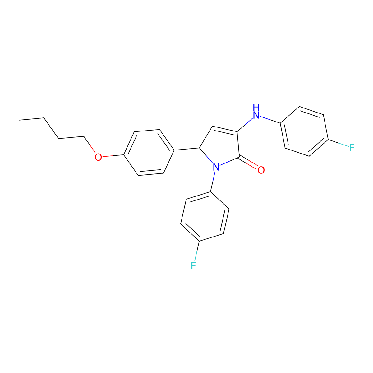 5-(4-butoxyphenyl)-1-(4-fluorophenyl)-3-[(4-fluorophenyl)amino]-1,5-dihydro-2H-pyrrol-2-one molecular structure, CAS 312518-03-9