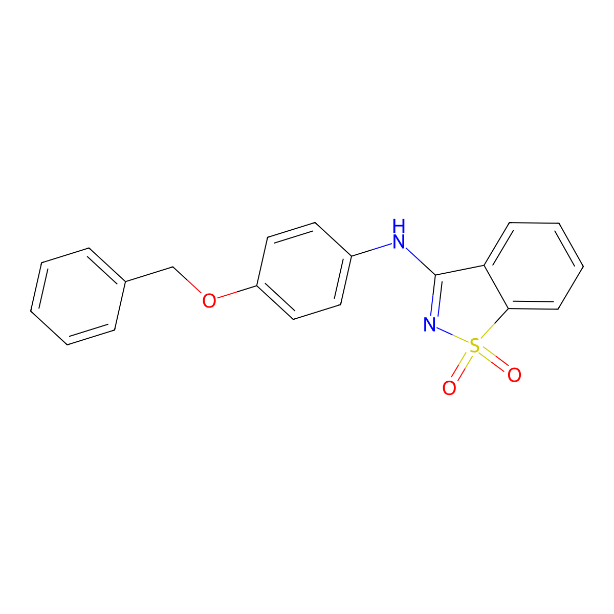 N-[4-(benzyloxy)phenyl]-1,2-benzothiazol-3-amine 1,1-dioxide molecular structure, CAS 312518-05-1