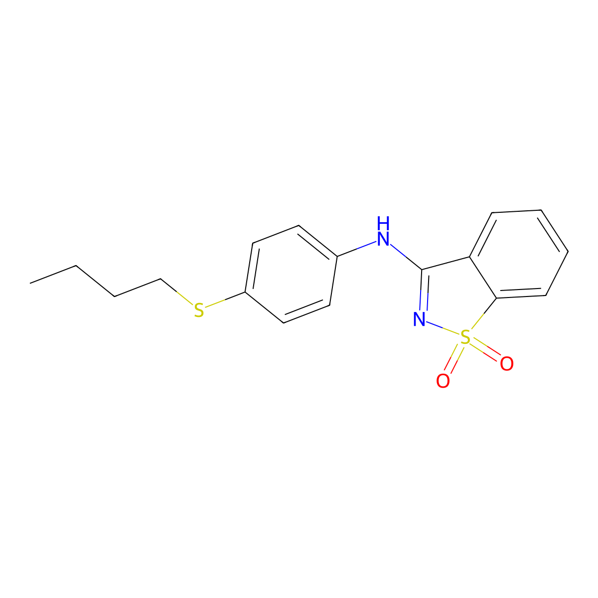 N-(4-butylsulfanylphenyl)-1,1-dioxo-1,2-benzothiazol-3-amine molecular structure, CAS 312518-06-2