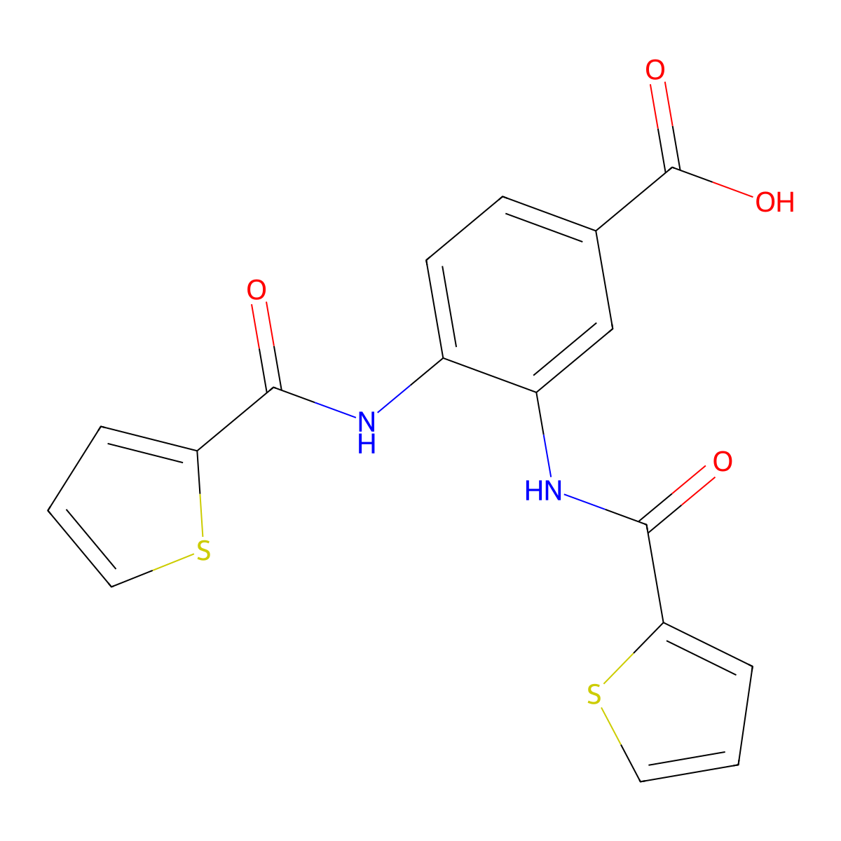 3,4-Bis(thiophene-2-amido)benzoic acid molecular structure, CAS 312518-76-6