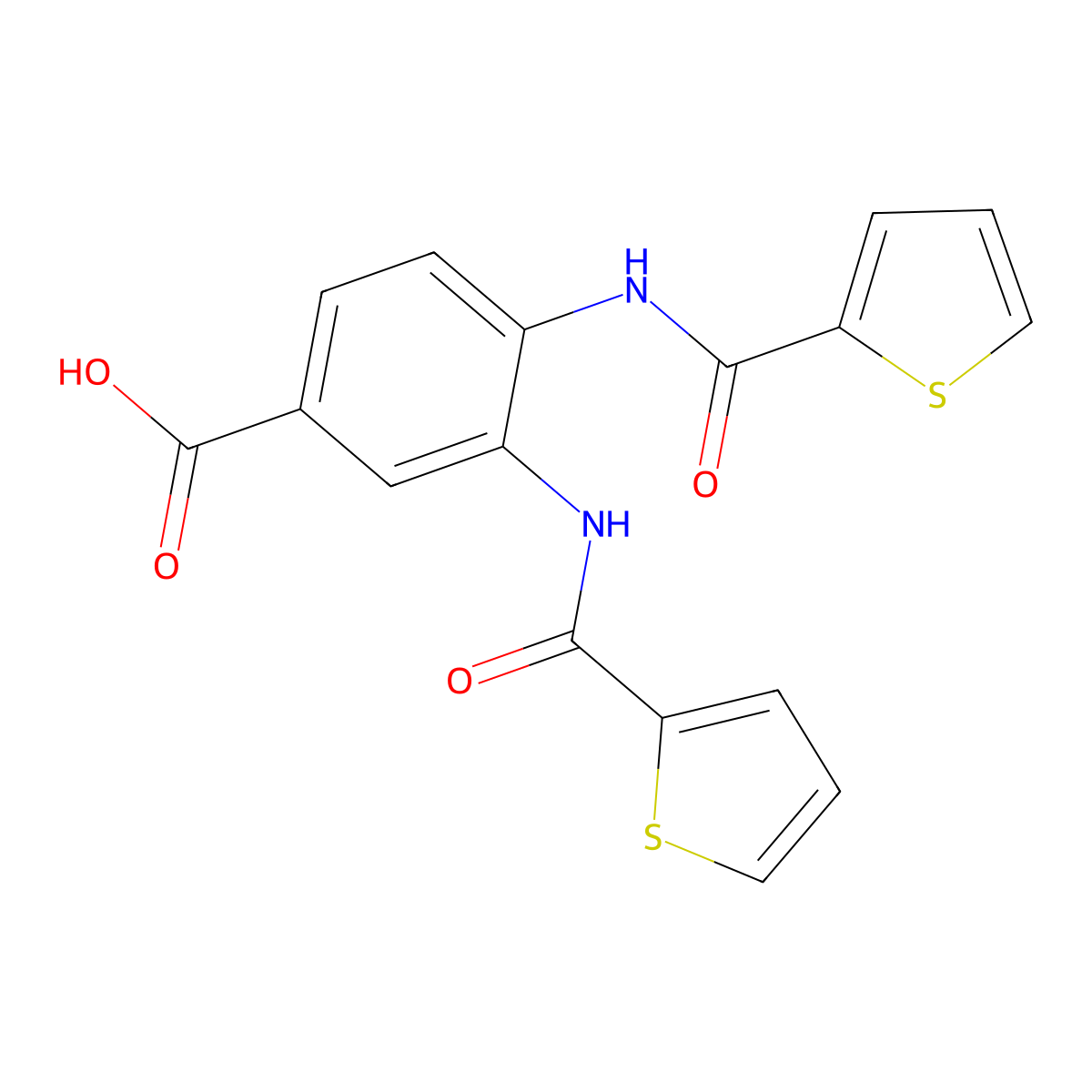 3,4-Bis(thiophene-2-amido)benzoic acid molecular structure, CAS 312518-76-6