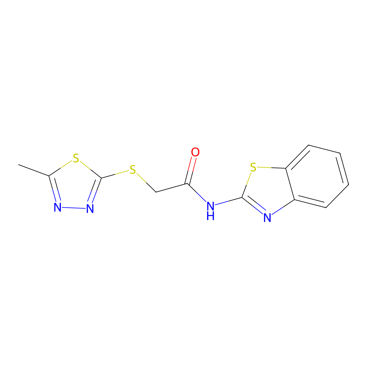 N-(1,3-benzothiazol-2-yl)-2-[(5-methyl-1,3,4-thiadiazol-2-yl)sulfanyl]acetamide molecular structure, CAS 312518-85-7