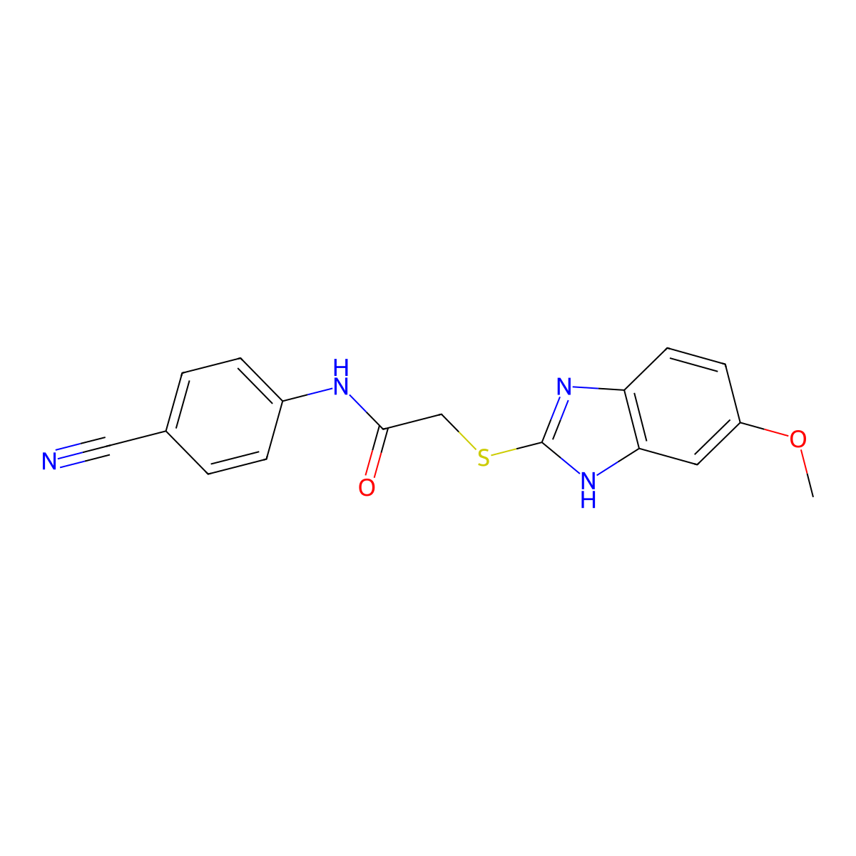 N-(4-cyanophenyl)-2-[(6-methoxy-1H-benzimidazol-2-yl)sulfanyl]acetamide molecular structure, CAS 312518-90-4