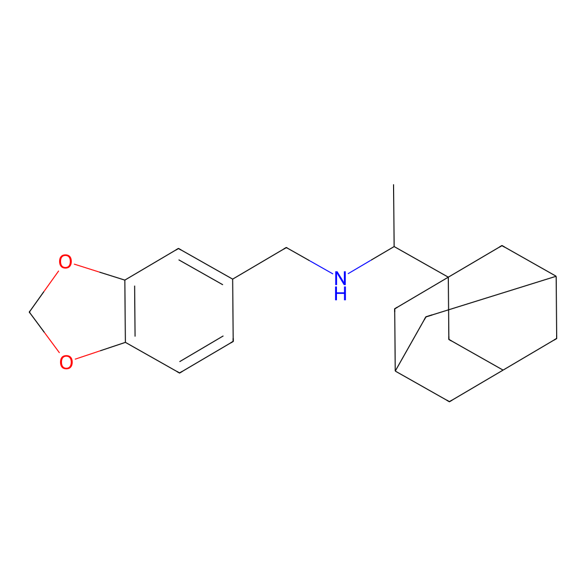 (1-Adamantan-1-yl-ethyl)-benzo[1,3]dioxol-5-ylmethyl-amine molecular structure, CAS 312519-09-8
