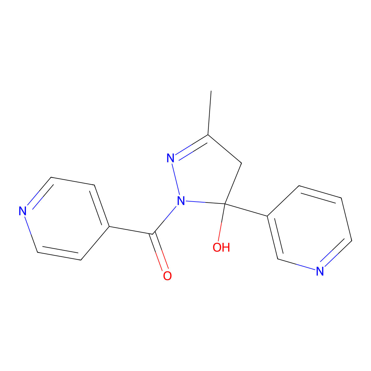 (5-hydroxy-3-methyl-5-pyridin-3-yl-4H-pyrazol-1-yl)-pyridin-4-ylmethanone molecular structure, CAS 312519-18-9