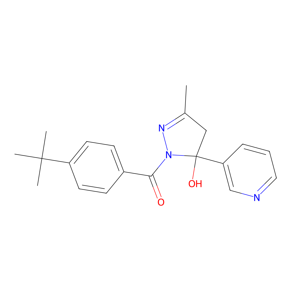 (4-tert-butylphenyl)-(5-hydroxy-3-methyl-5-pyridin-3-yl-4H-pyrazol-1-yl)methanone molecular structure, CAS 312519-20-3
