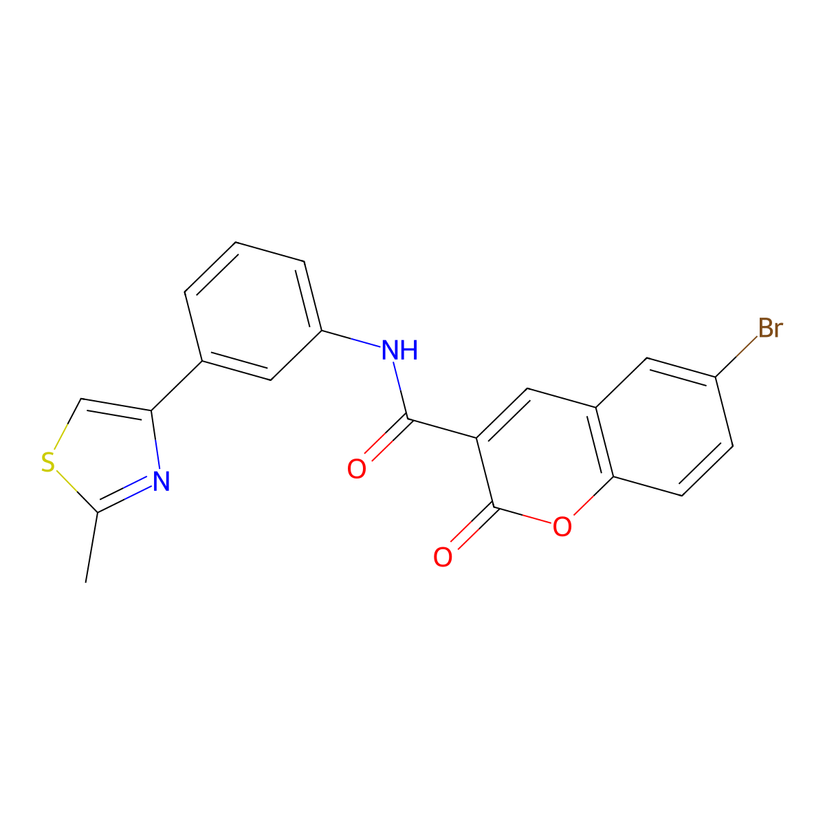 6-bromo-N-[3-(2-methyl-1,3-thiazol-4-yl)phenyl]-2-oxo-2H-chromene-3-carboxamide molecular structure, CAS 312519-86-1
