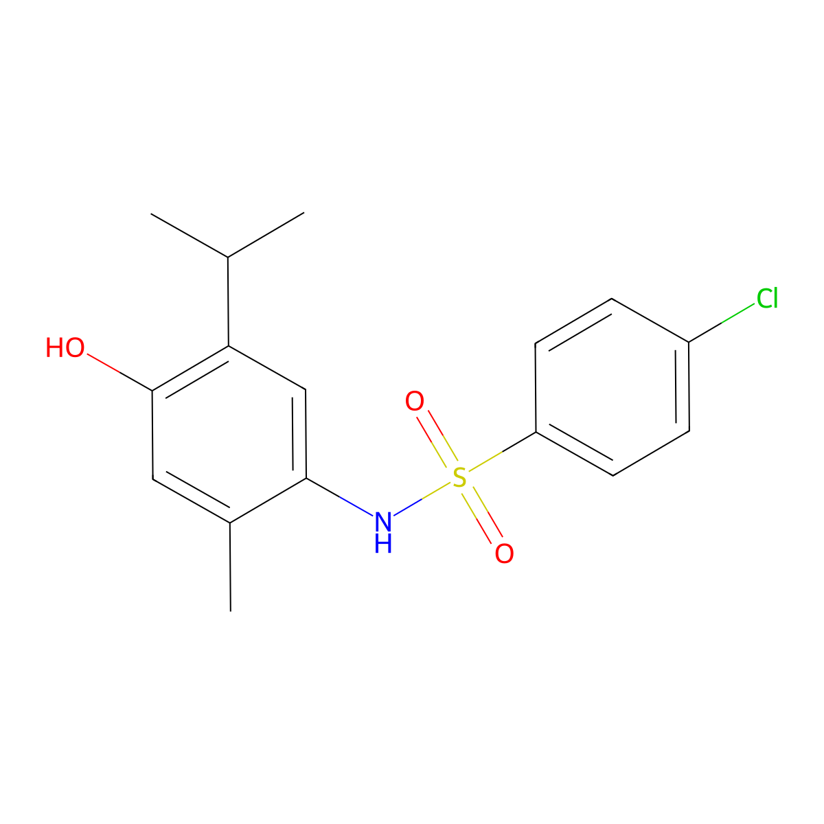 4-Chloro-N-(4-hydroxy-5-isopropyl-2-methyl-phenyl)-benzenesulfonamide molecular structure, CAS 312519-90-7
