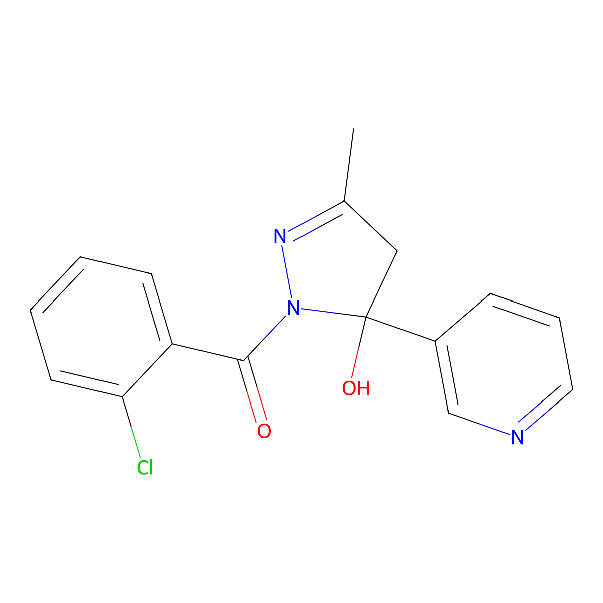 (2-chlorophenyl)-(5-hydroxy-3-methyl-5-pyridin-3-yl-4H-pyrazol-1-yl)methanone molecular structure, CAS 312522-14-8