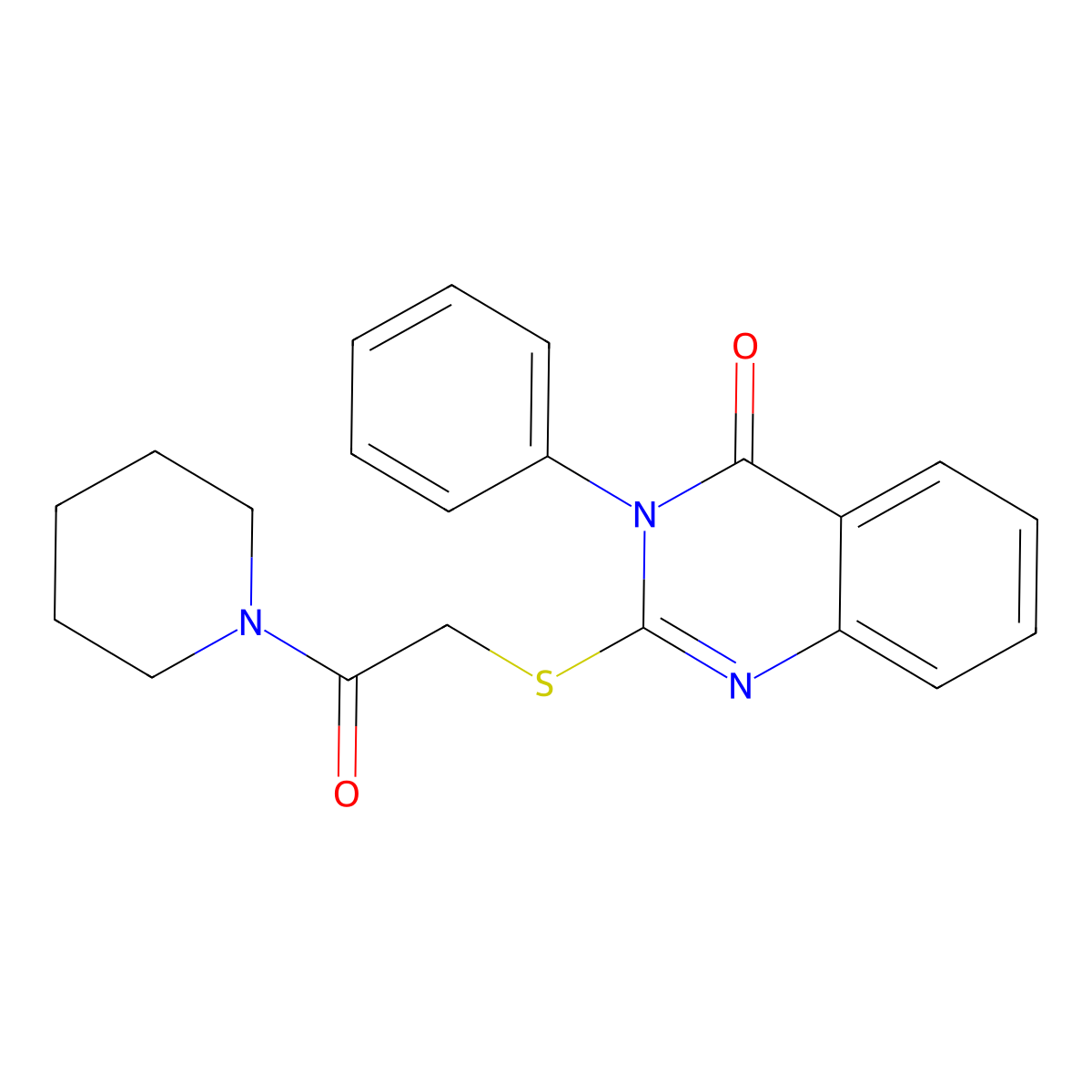 2-{[2-Oxo-2-(piperidin-1-yl)ethyl]sulfanyl}-3-phenyl-3,4-dihydroquinazolin-4-one molecular structure, CAS 312522-38-6