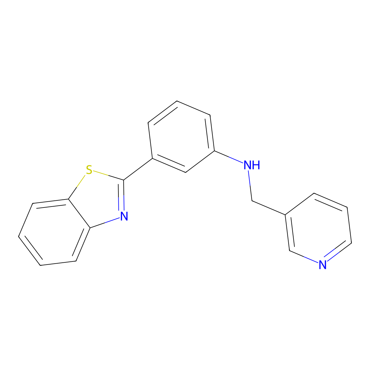 3-(1,3-benzothiazol-2-yl)-N-(3-pyridinylmethyl)aniline molecular structure, CAS 312522-58-0