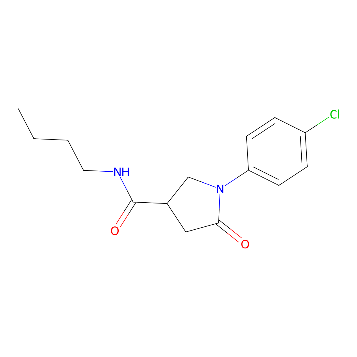 N-butyl-1-(4-chlorophenyl)-5-oxopyrrolidine-3-carboxamide molecular structure, CAS 312523-08-3