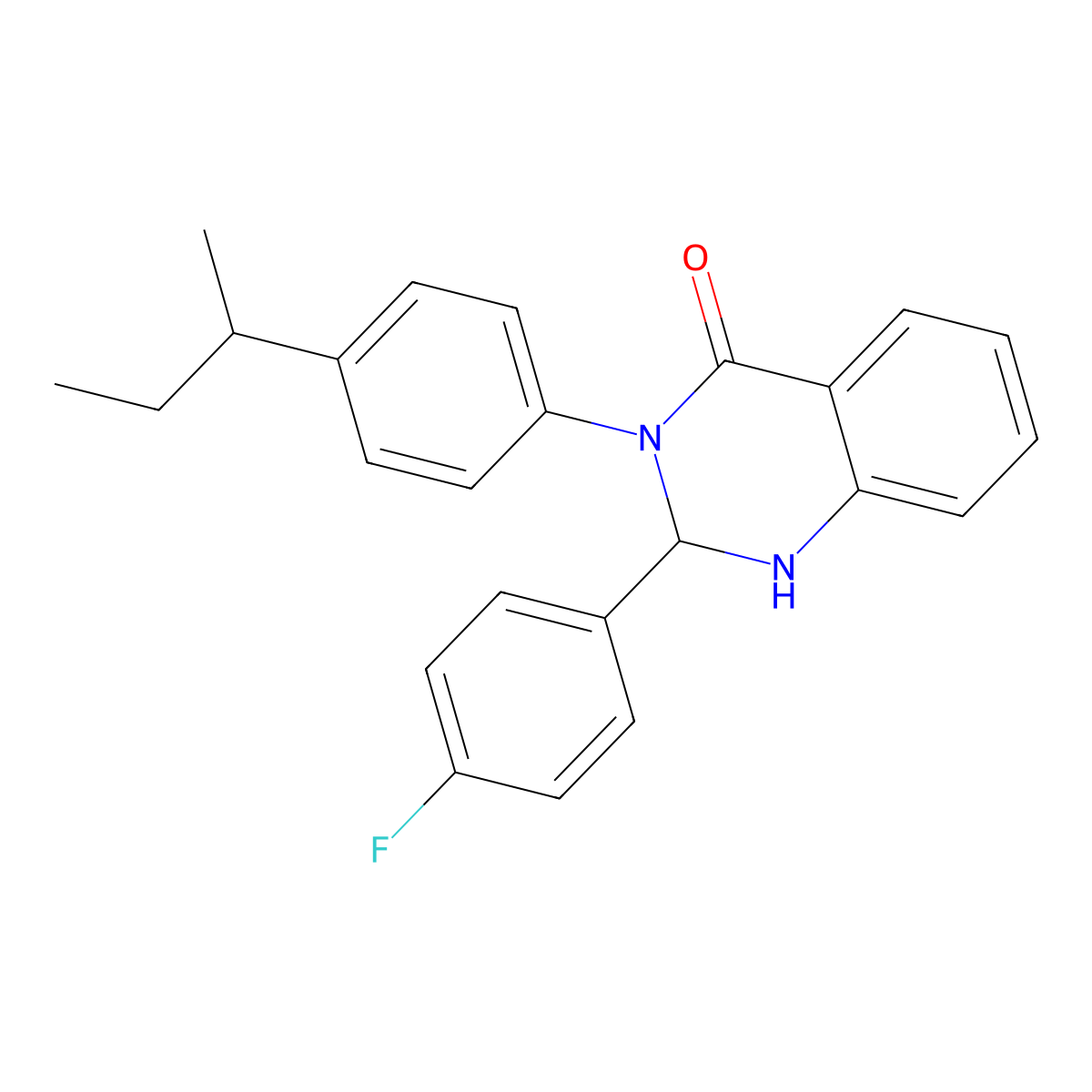 3-(4-sec-butylphenyl)-2-(4-fluorophenyl)-2,3-dihydro-4(1H)-quinazolinone molecular structure, CAS 312523-21-0