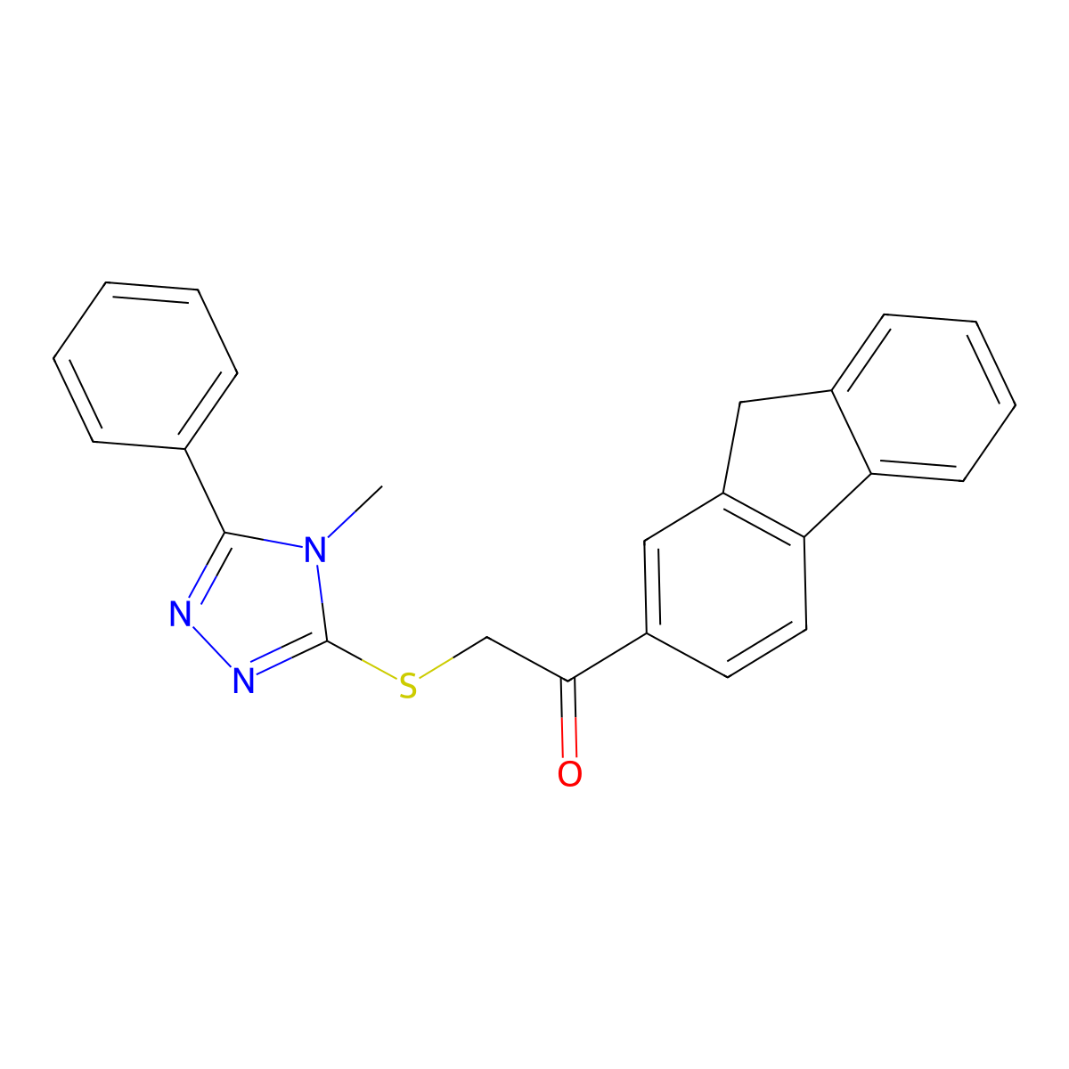 1-(9H-fluoren-2-yl)-2-[(4-methyl-5-phenyl-1,2,4-triazol-3-yl)sulfanyl]ethanone molecular structure, CAS 312523-29-8