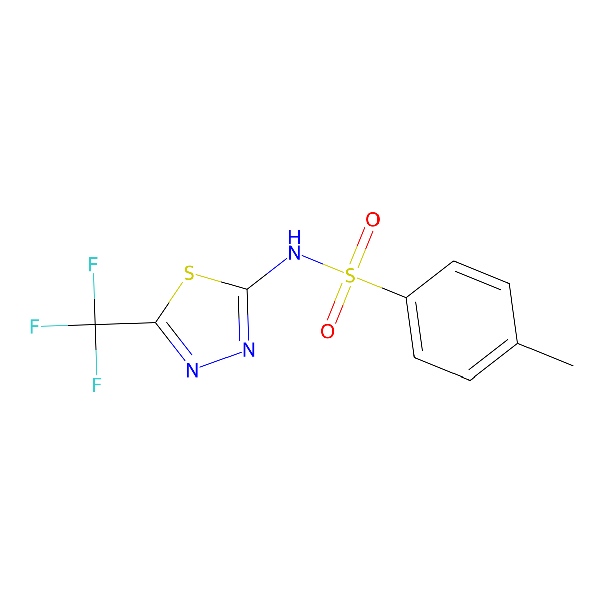 4-methyl-N-[5-(trifluoromethyl)-1,3,4-thiadiazol-2-yl]benzenesulfonamide molecular structure, CAS 312524-33-7