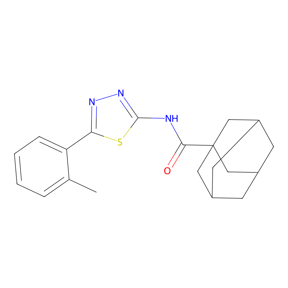 N-[5-(2-methylphenyl)-1,3,4-thiadiazol-2-yl]adamantane-1-carboxamide molecular structure, CAS 312524-42-8
