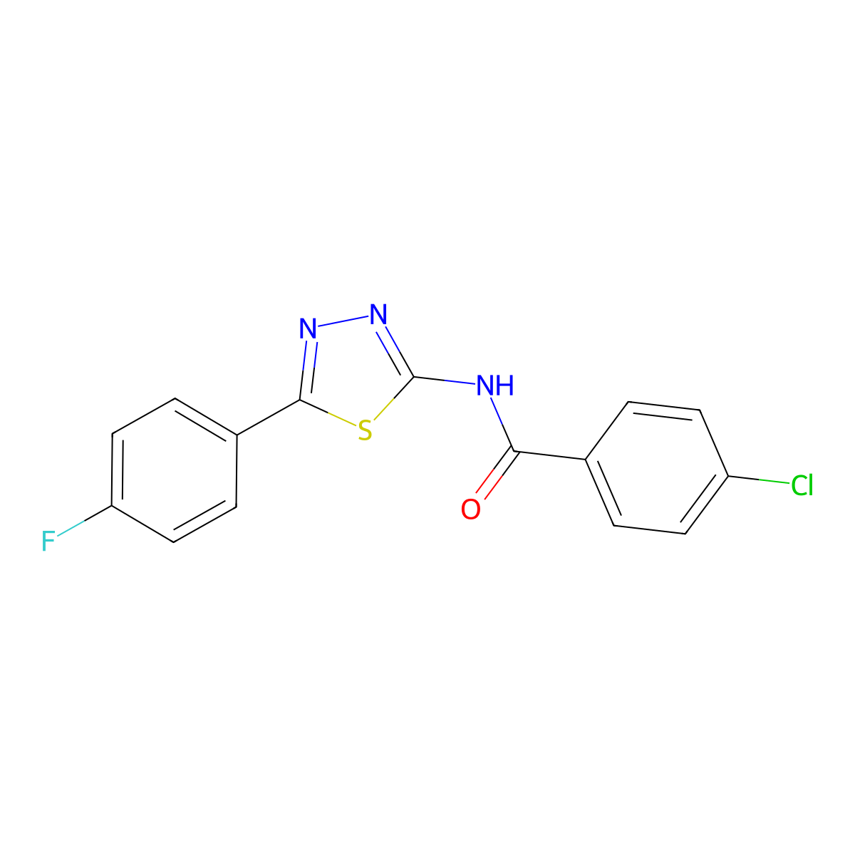 4-chloro-N-[5-(4-fluorophenyl)-1,3,4-thiadiazol-2-yl]benzamide molecular structure, CAS 312524-58-6
