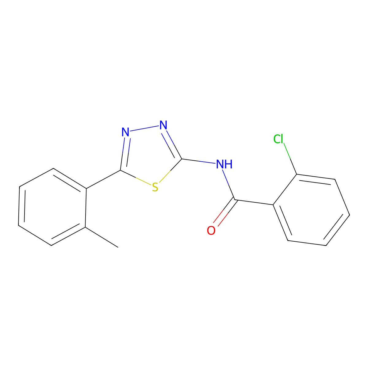 2-chloro-N-[5-(2-methylphenyl)-1,3,4-thiadiazol-2-yl]benzamide molecular structure, CAS 312524-66-6