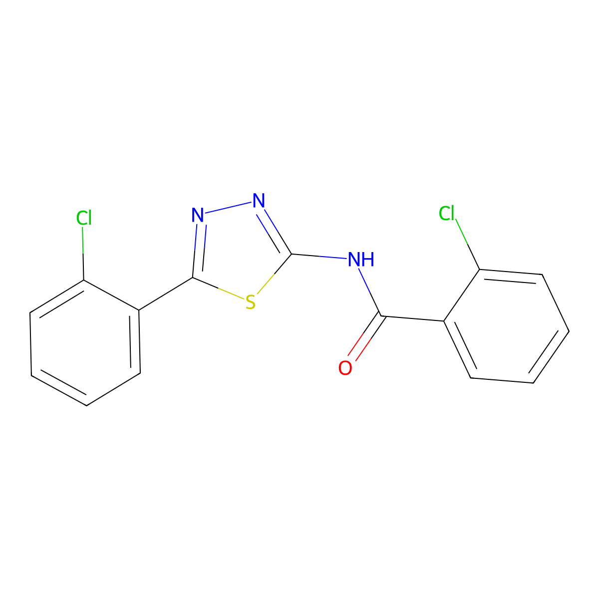2-chloro-N-[5-(2-chlorophenyl)-1,3,4-thiadiazol-2-yl]benzamide molecular structure, CAS 312524-67-7