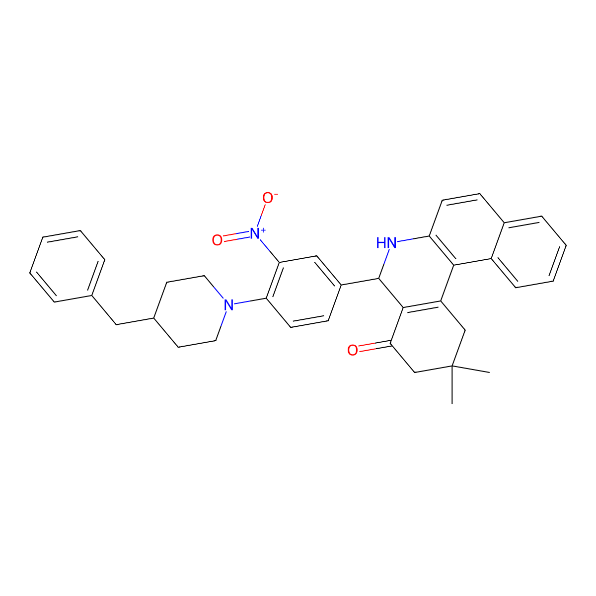 5-[4-(4-Benzylpiperidin-1-yl)-3-nitrophenyl]-2,2-dimethyl-1,3,5,6-tetrahydrobenzo[a]phenanthridin-4-one molecular structure, CAS 312525-07-8