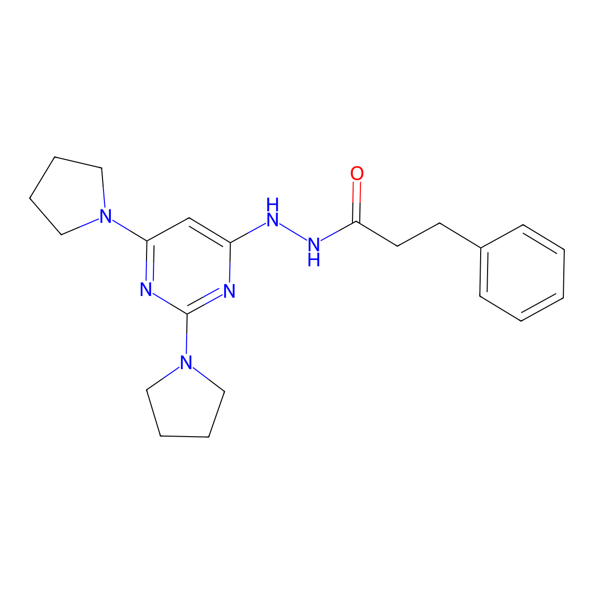 Benzenepropanoic acid, 2-(2,6-di-1-pyrrolidinyl-4-pyrimidinyl)hydrazide molecular structure, CAS 312525-46-5