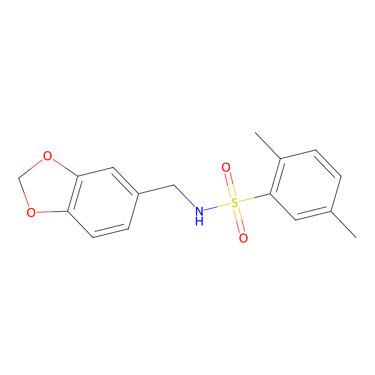 N-(1,3-benzodioxol-5-ylmethyl)-2,5-dimethylbenzenesulfonamide molecular structure, CAS 312526-05-9