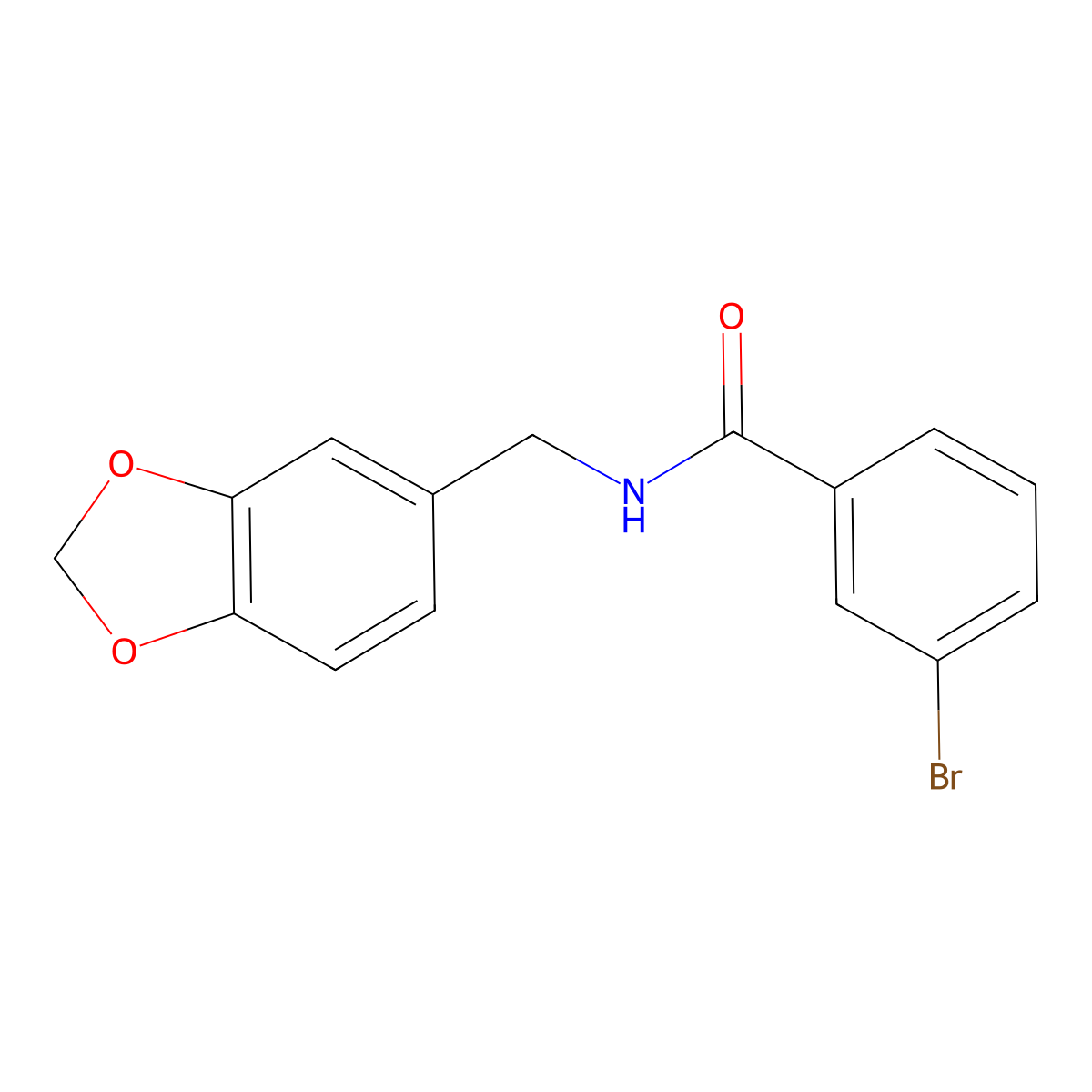 N-(1,3-benzodioxol-5-ylmethyl)-3-bromobenzamide molecular structure, CAS 312526-09-3