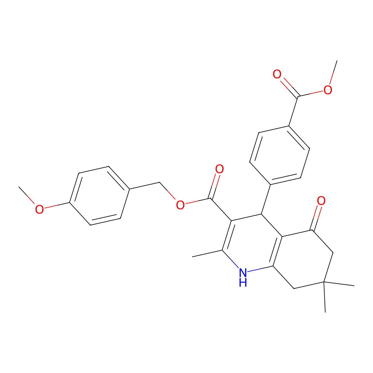 (4-Methoxyphenyl)methyl 4-[4-(methoxycarbonyl)phenyl]-2,7,7-trimethyl-5-oxo-1,4,5,6,7,8-hexahydroquinoline-3-carboxylate molecular structure, CAS 312526-57-1