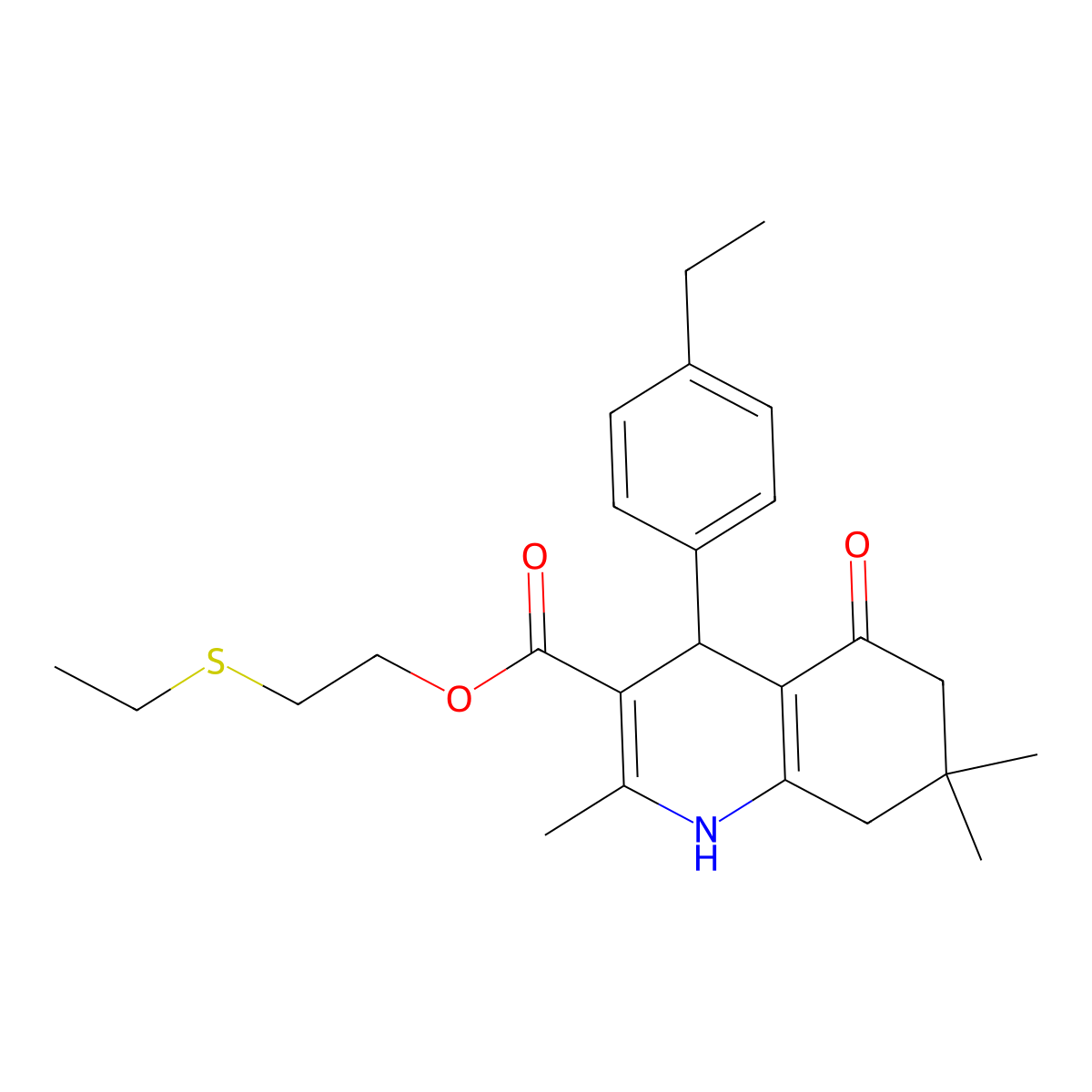 2-(Ethylsulfanyl)ethyl 4-(4-ethylphenyl)-2,7,7-trimethyl-5-oxo-1,4,5,6,7,8-hexahydroquinoline-3-carboxylate molecular structure, CAS 312526-66-2