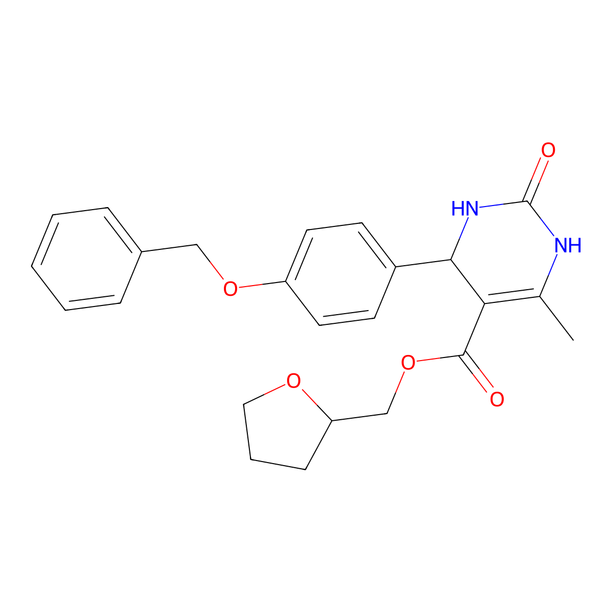 Tetrahydrofuran-2-ylmethyl 4-[4-(benzyloxy)phenyl]-6-methyl-2-oxo-1,2,3,4-tetrahydropyrimidine-5-carboxylate molecular structure, CAS 312526-74-2