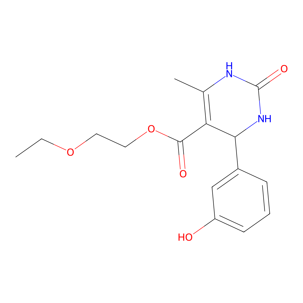 2-Ethoxyethyl 4-(3-hydroxyphenyl)-6-methyl-2-oxo-1,2,3,4-tetrahydropyrimidine-5-carboxylate molecular structure, CAS 312526-75-3